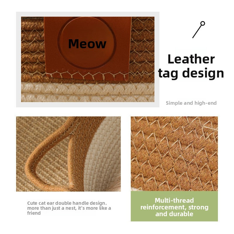 Cotton Linen Woven Pet Cat Bed