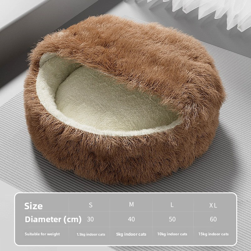 Warm, semi-enclosed cat bed