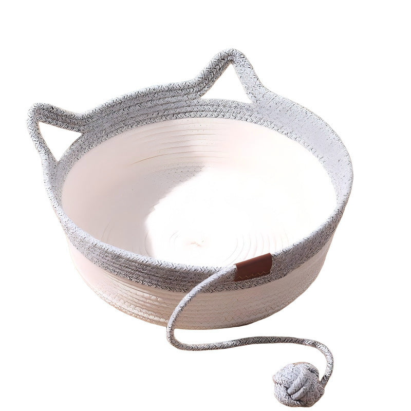 Rattan Pet Cat Nest with Scratching Board