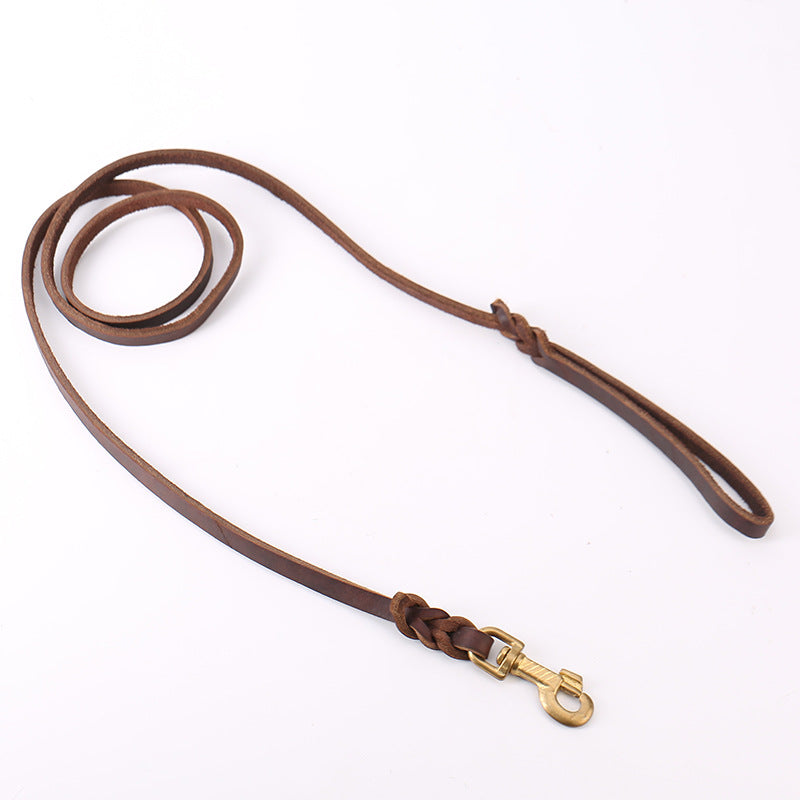 Cowhide Dog Leash with Copper Hook
