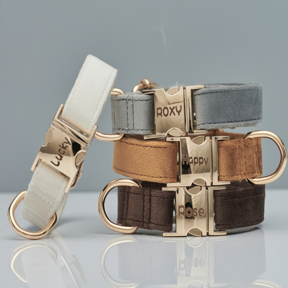 Velvet Dog Collar with Metal Buckle — Adjustable Pet Collar Australia