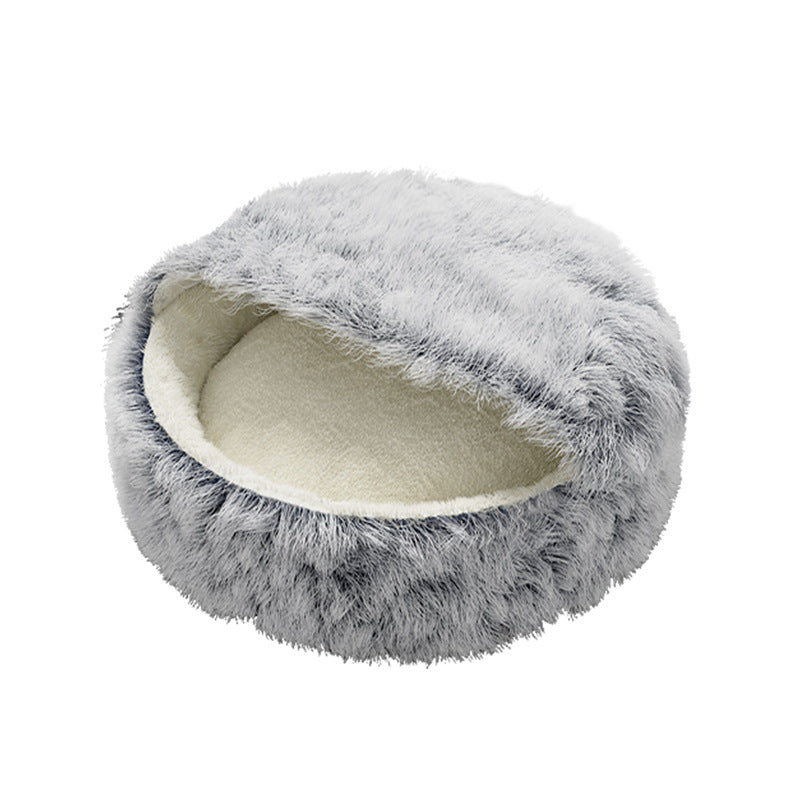 Warm, semi-enclosed cat bed