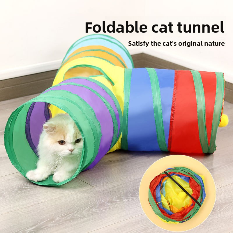Interactive Foldable Cat Play Tunnel
