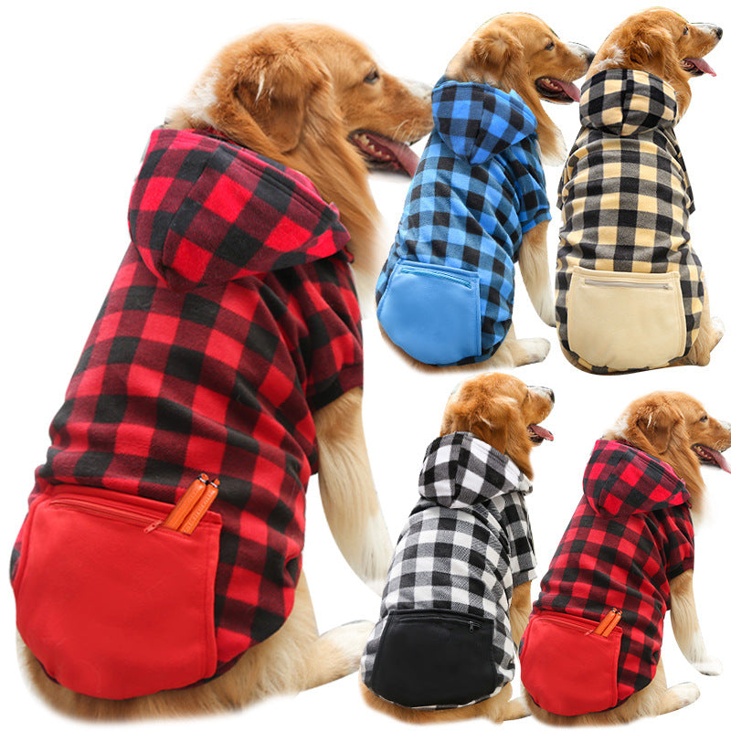 Plaid Zip Pocket Dog Sweater — Dog Jumper & Winter Coat Australia