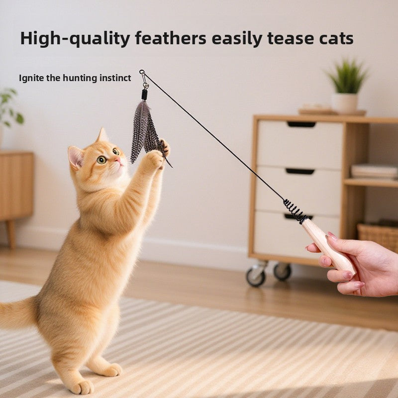 Interactive Feather Teaser Wand for Cats