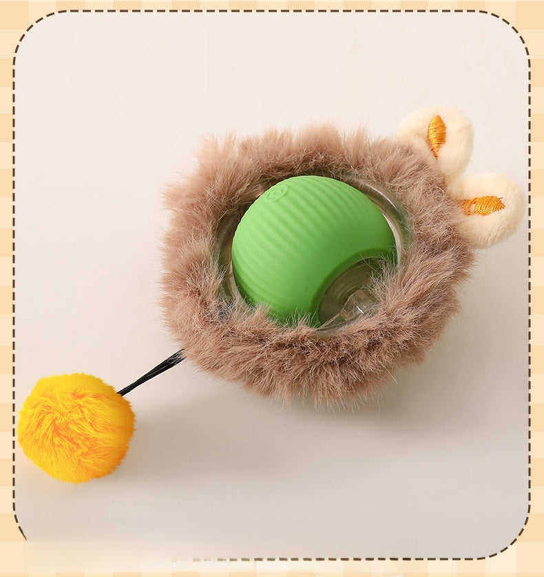 Automatic Interactive Cat Toy Ball with Feather