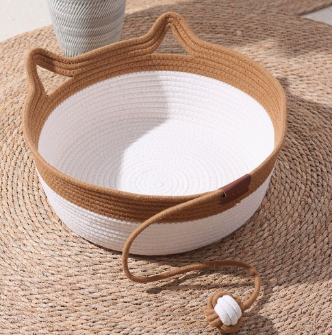 Rattan Pet Cat Nest with Scratching Board