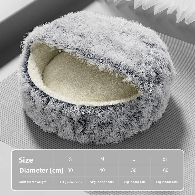 Warm, semi-enclosed cat bed