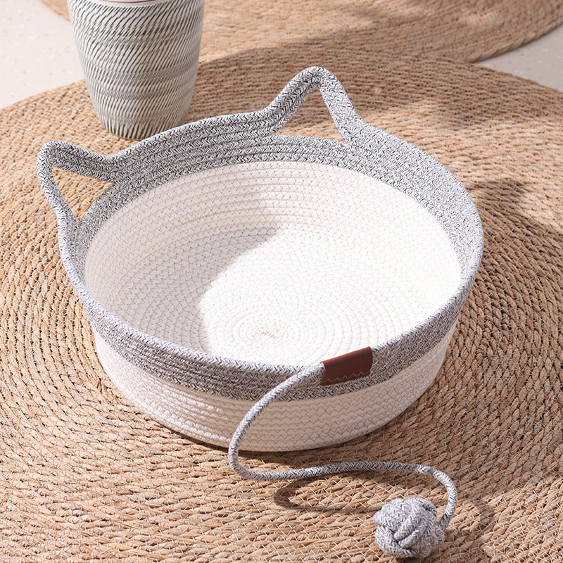Rattan Pet Cat Nest with Scratching Board
