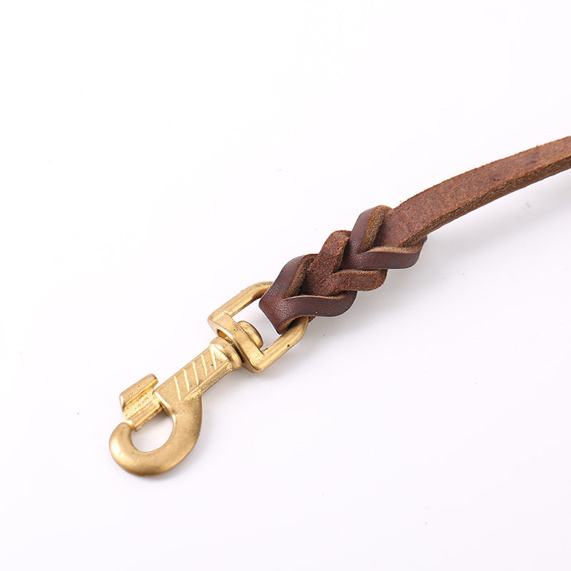 Cowhide Dog Leash with Copper Hook