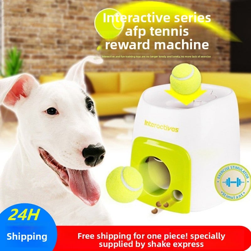Dog Tennis Ball & Treat Throwing Machine Toy