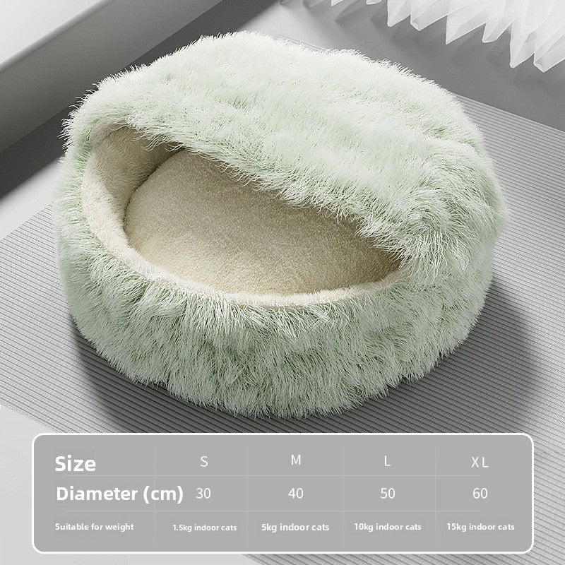 Warm, semi-enclosed cat bed