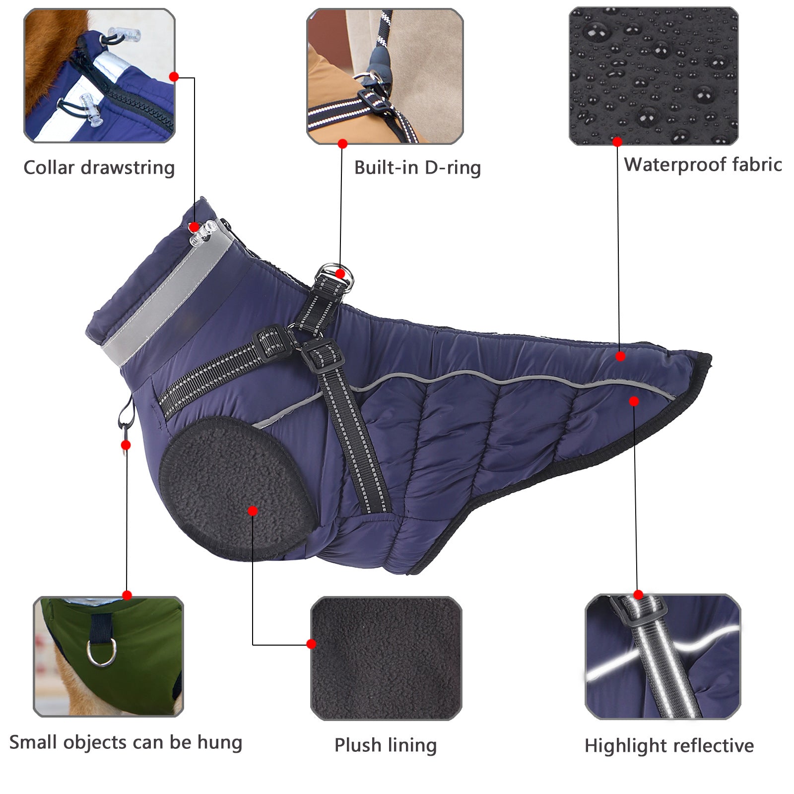 Reflective Dog Warm Cotton Coat