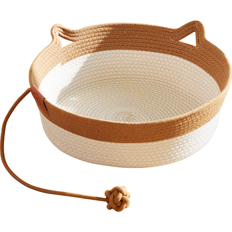 Cotton Linen Woven Pet Cat Bed