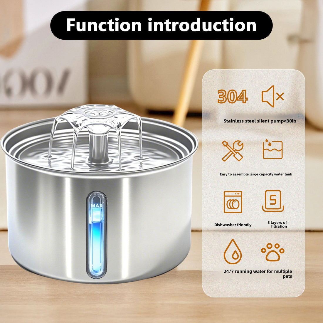 Automatic Stainless Steel Pet Water Fountain